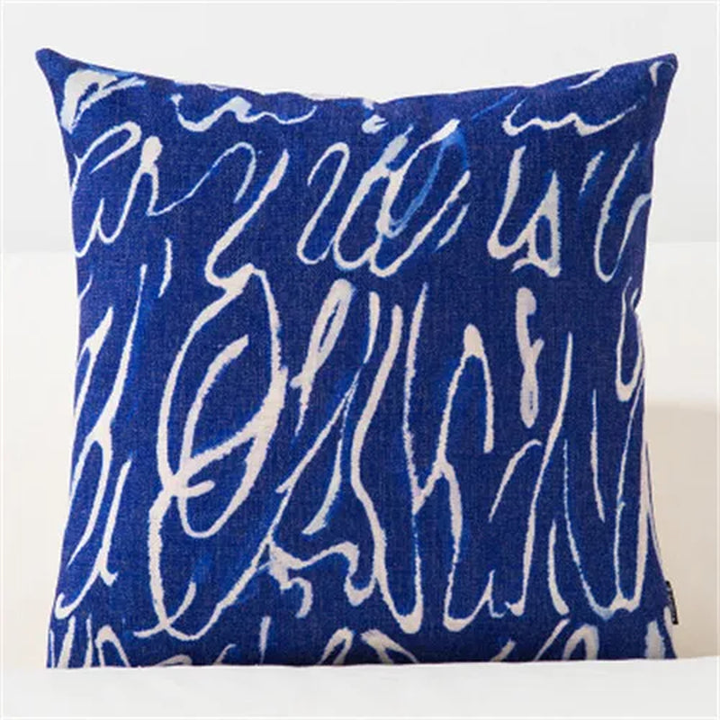 Nordic Style Decorative Throw Pillow Case Blue Geometric Lumbar Pillow Cushion Cover Case Decoration for Sofa Home Cojines 45X45