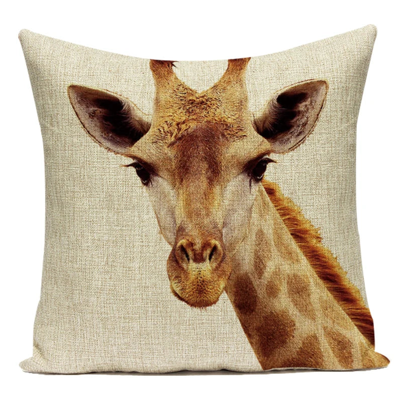 Animals Monkey Deer Lion Pattern Cushion Cover Polyester Tiger Lion Pillowcase Home Decor Throw Pillow Cover for Sofa Seat