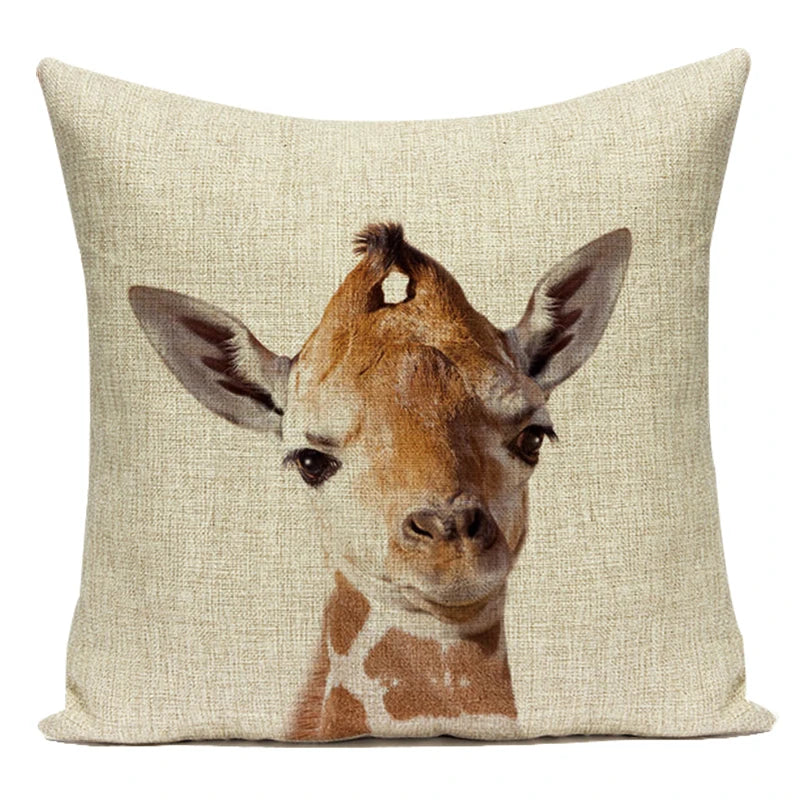 Animals Monkey Deer Lion Pattern Cushion Cover Polyester Tiger Lion Pillowcase Home Decor Throw Pillow Cover for Sofa Seat