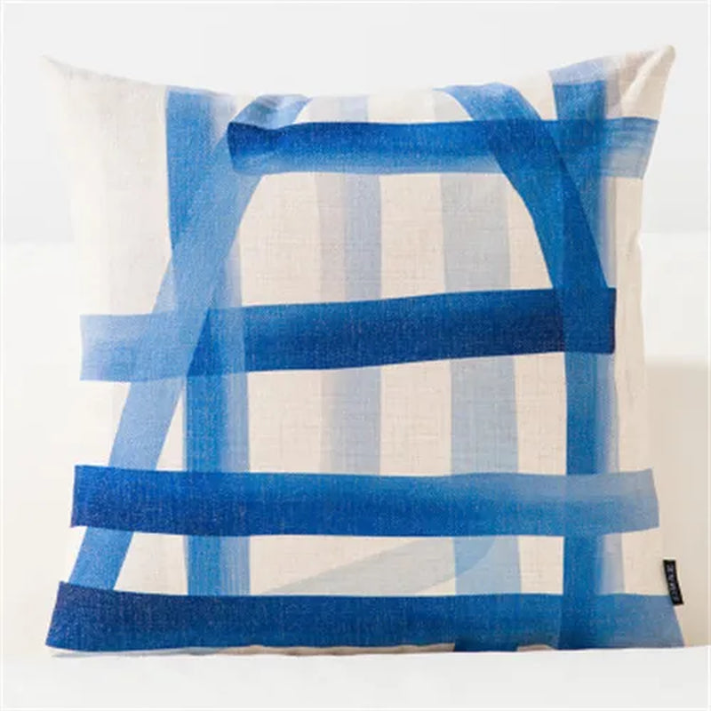 Nordic Style Decorative Throw Pillow Case Blue Geometric Lumbar Pillow Cushion Cover Case Decoration for Sofa Home Cojines 45X45