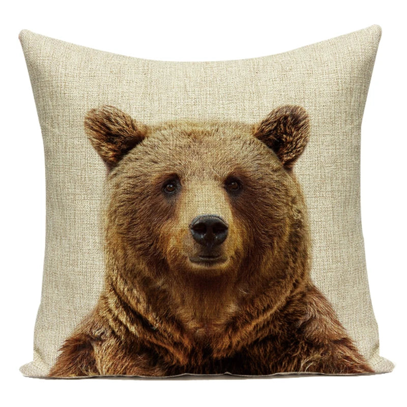 Animals Monkey Deer Lion Pattern Cushion Cover Polyester Tiger Lion Pillowcase Home Decor Throw Pillow Cover for Sofa Seat