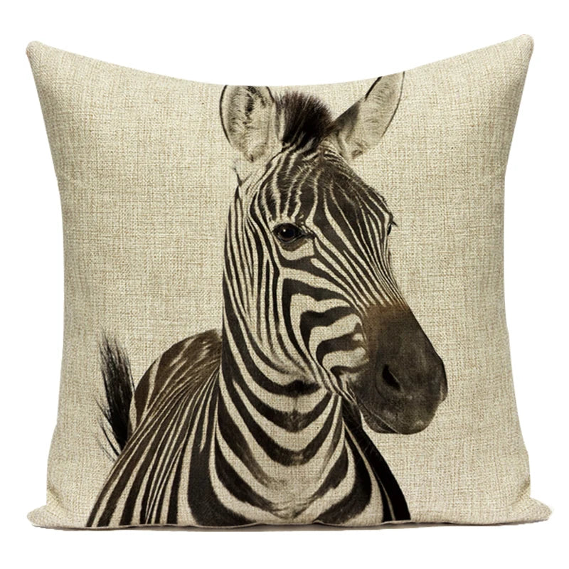 Animals Monkey Deer Lion Pattern Cushion Cover Polyester Tiger Lion Pillowcase Home Decor Throw Pillow Cover for Sofa Seat