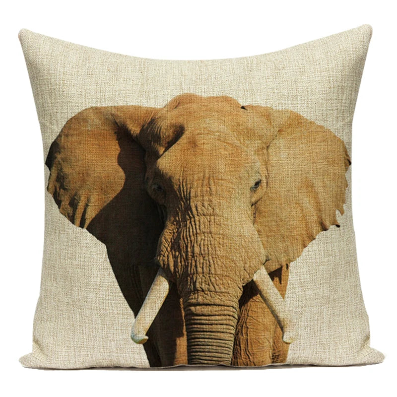 Animals Monkey Deer Lion Pattern Cushion Cover Polyester Tiger Lion Pillowcase Home Decor Throw Pillow Cover for Sofa Seat